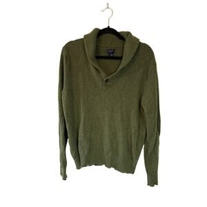J Crew Shawl-collar sweater supersoft lambswool blend olive green M